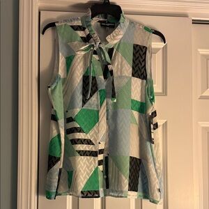 Karl Lagerfeld Green and Black Patterned Blouse